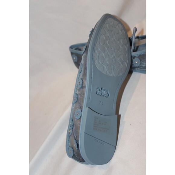 COACH WOMEN'S EMILIA MARY JANE MESH TEA ROSE BALLET FLATS BLUE NIB - Picture 7 of 7